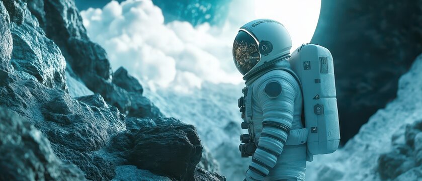 Human astronaut discovering an AIbuilt civilization on an exoplanet