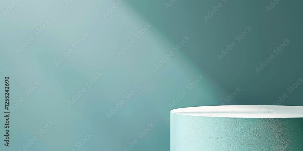 Poster a minimalist design with a muted teal background, simple textures and clean forms, contemporary mini