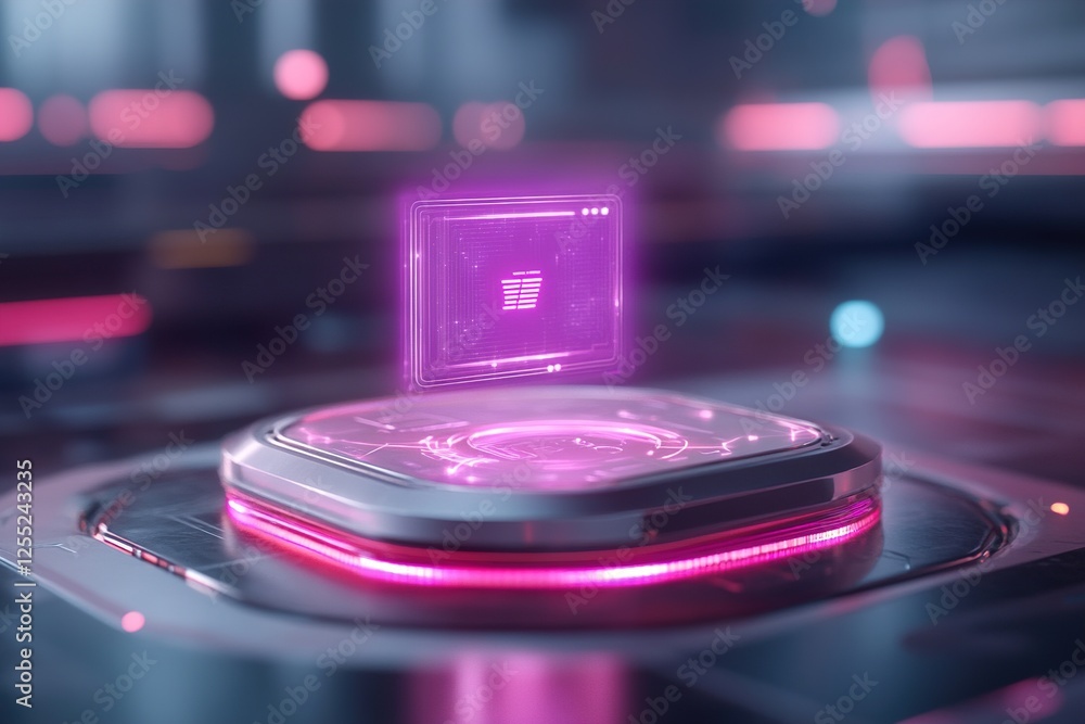 Poster a digital wallet emits a holographic glow while hovering in a sci-fi-inspired space, presenting real