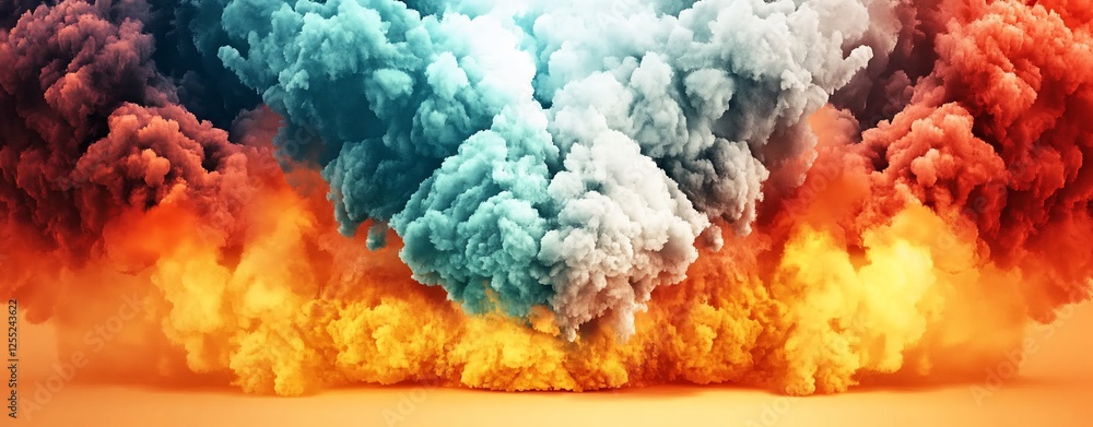 Poster vibrant colorful smoke clouds abstract background image perfect for design projects needing a dynami