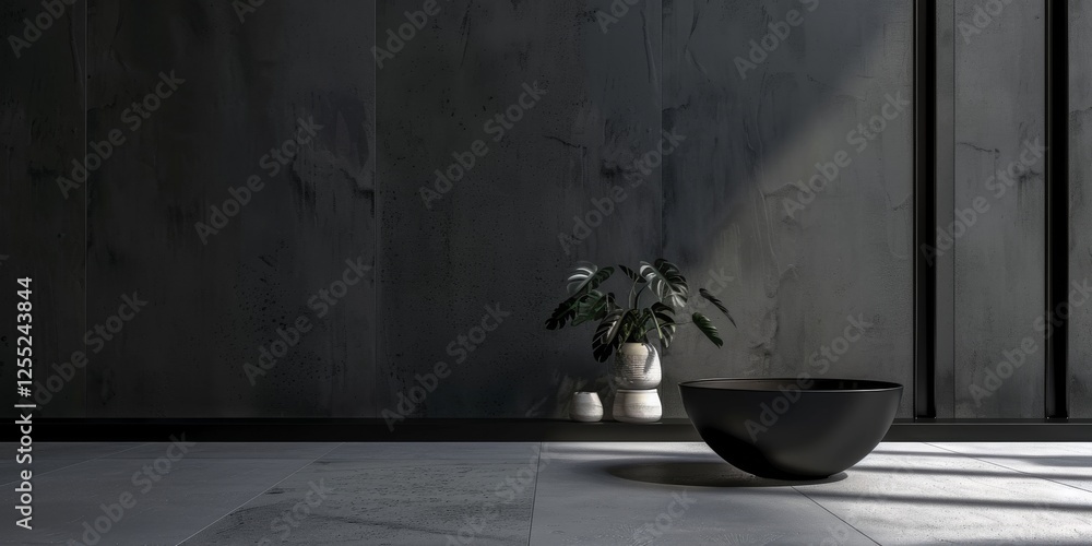 Poster a minimalist design with a pure charcoal background, strong lines and smooth edges, contemporary min