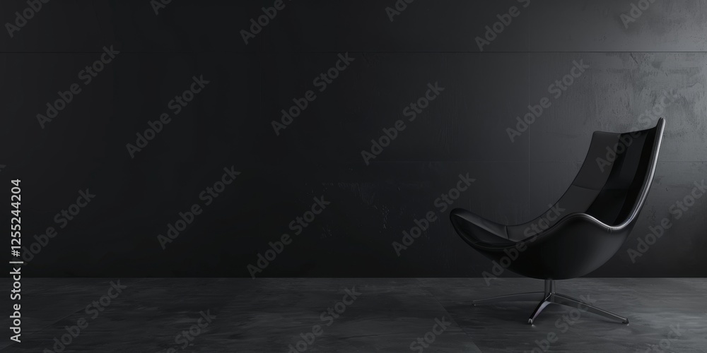 Poster a minimalist design with a pure charcoal black background, strong lines and smooth edges, contempora