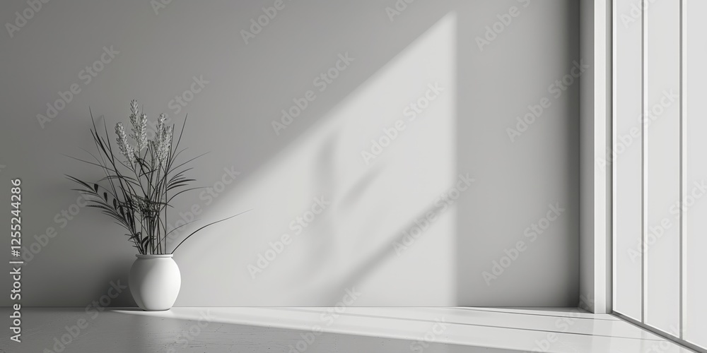 Poster a minimalist design with a pure grey background, strong lines and clean edges, modern minimalist sty