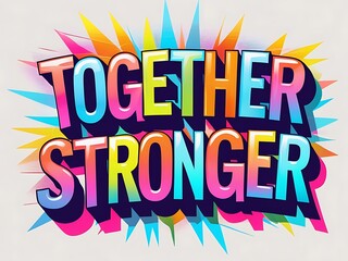 Together Stronger Colorful Bold Text Graphic Design