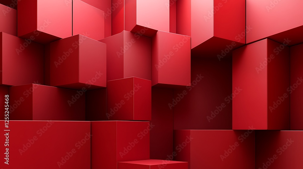 Aufkleber Red cube abstract background; 3D render