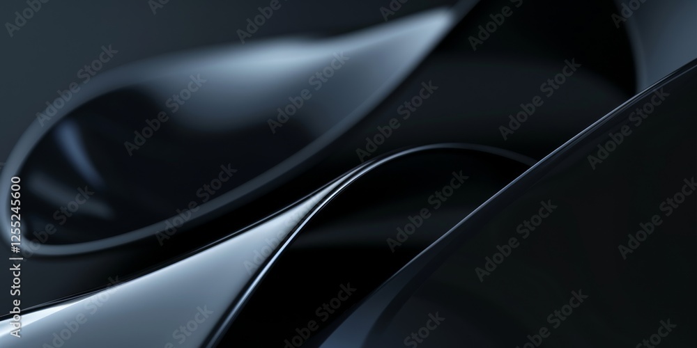 Poster a minimalist design with a pure obsidian black background, strong lines and smooth edges, contempora