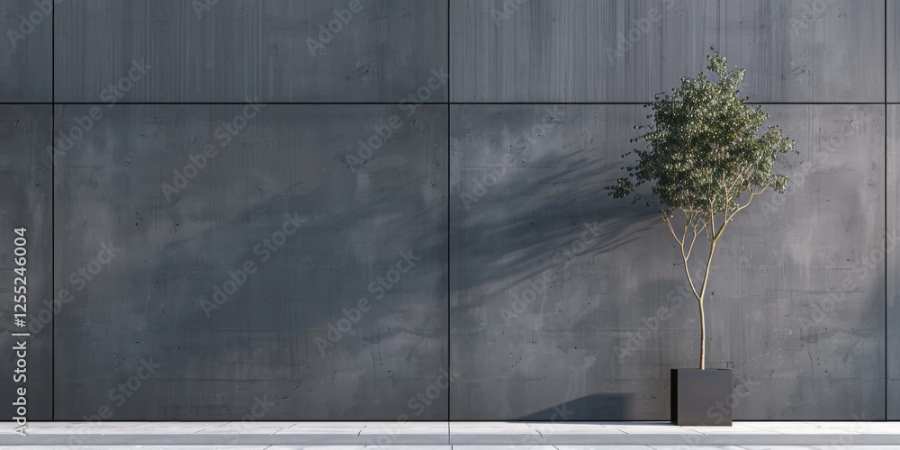 Poster a minimalist design with a pure slate grey background, strong lines and smooth edges, contemporary m