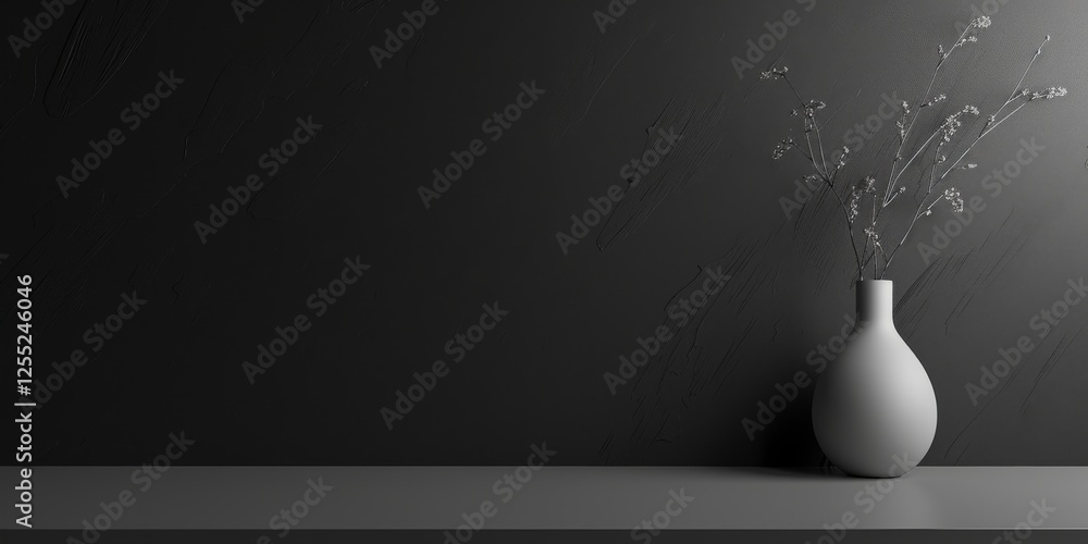 Poster a minimalist design with a pure slate grey background, strong lines and smooth edges, contemporary m