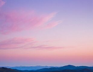 Obraz premium A serene pastel sky at twilight, blending soft pinks, purples, and blues, with wispy clouds drifting gently. The gradient colors provide a calming and dreamy atmosphere.
