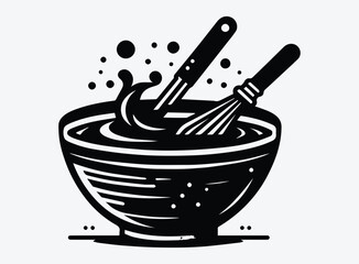 Mixing Bowl Silhouette Vector Unique Designs