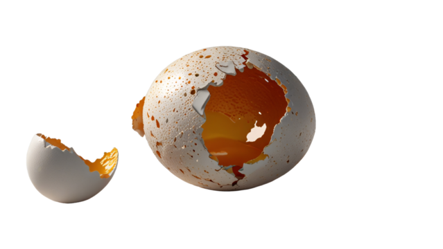 broken egg on a transparent background - Powered by Adobe