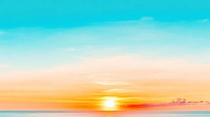 Fototapeta premium Vibrant Sunset over Calm Ocean Scenic Seascape Beautiful Sky Colors Peaceful Evening Horizon