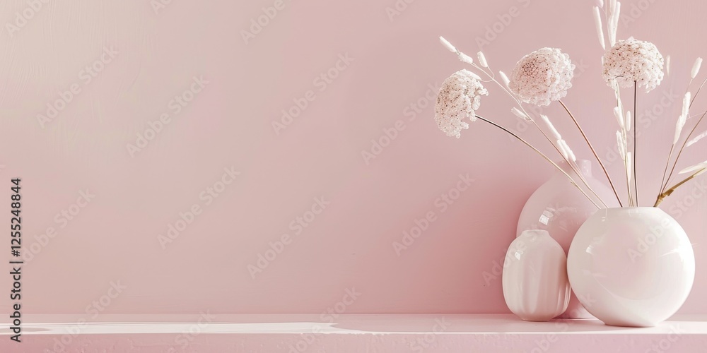 Poster a minimalist design with a soft blush pink background, subtle lines and smooth contrasts, contempora