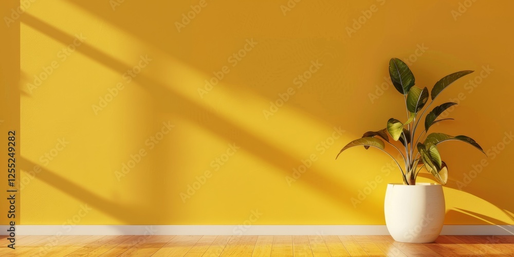 Poster a minimalist design with a soft butter yellow background, simple geometric patterns and smooth textu