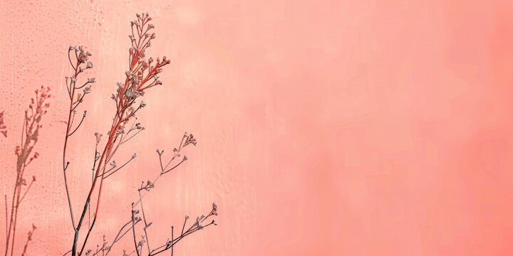 A minimalist design with a soft coral background, Clean lines and delicate textures, Contemporary minimalist style