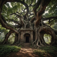 A grand library hidden in the roots of the world's oldest tree.