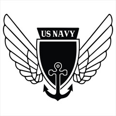 American Navy T-shirt Design with Naval Typography and Clipart Illustration
