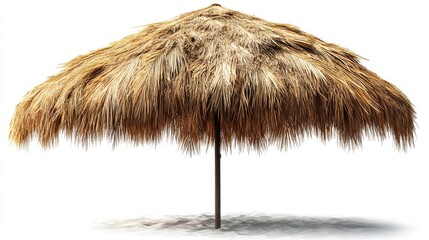 thatched beach umbrella isolated on transparent background