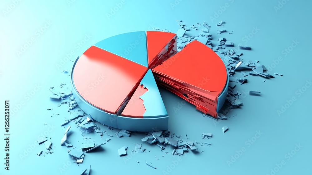 Aufkleber a creative d-rendered pie chart breaking apart, illustrating data-driven decision-making in business