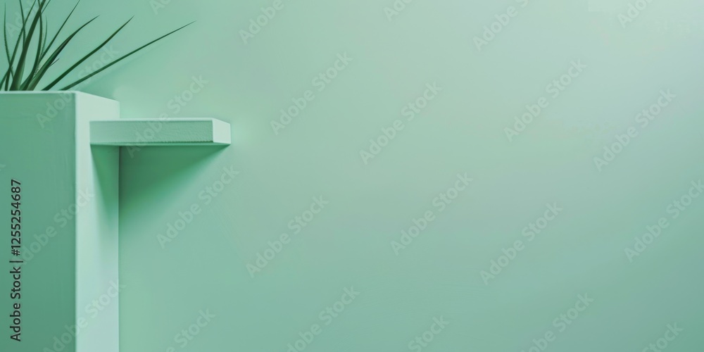 Poster A minimalist design with a soft mint green background, Clean lines and minimalistic elements, Modern minimalist style