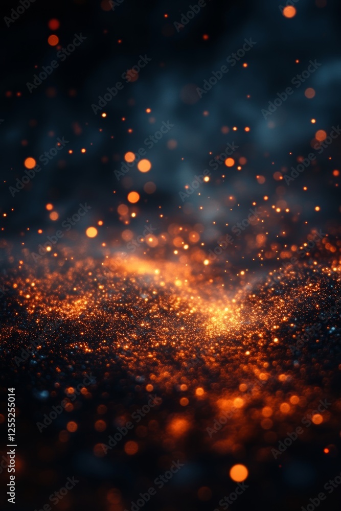 Poster glowing embers background bokeh sparks and dark backdrop good for advertisement text overlay