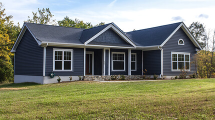 Obraz premium A new listing of a newly built home with an open-concept kitchen and living area