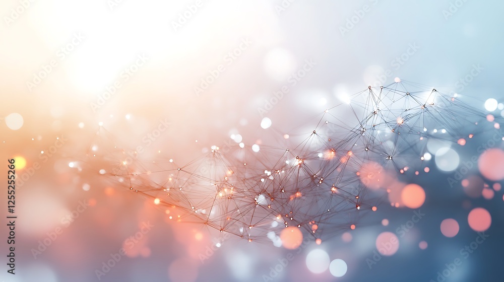 Poster Abstract network graphic, digital connection, soft light background, design element, presentation