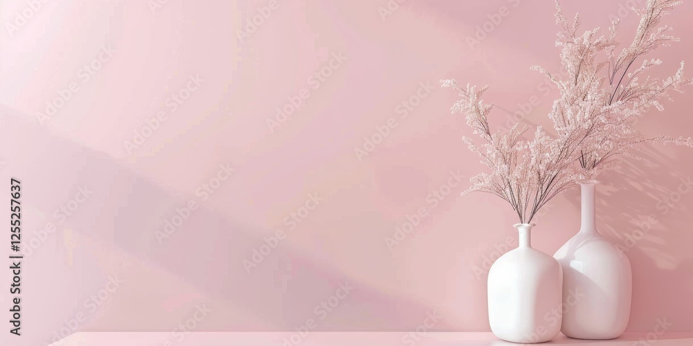 Poster a minimalist design with a soft powder pink background, simple lines and smooth gradients, modern mi