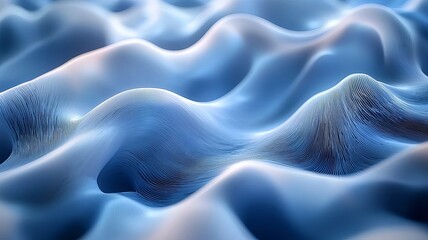 Obraz premium Abstract blue waves with soft gradients, creating a serene and calming atmosphere, ideal for backgrounds in wellness, technology, or creative projects.