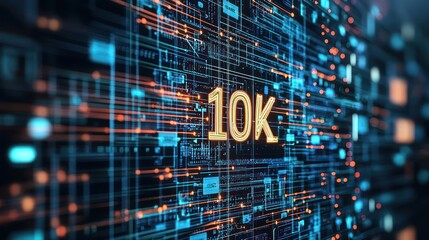 Abstract Digital Display Of 10K Milestone