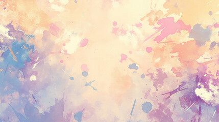 Abstract painting with blended washes of light blue, pink, and yellow tints.