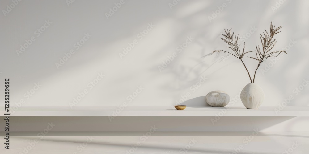 Poster a minimalist design with a soft white background, smooth surfaces and clean lines, contemporary mini