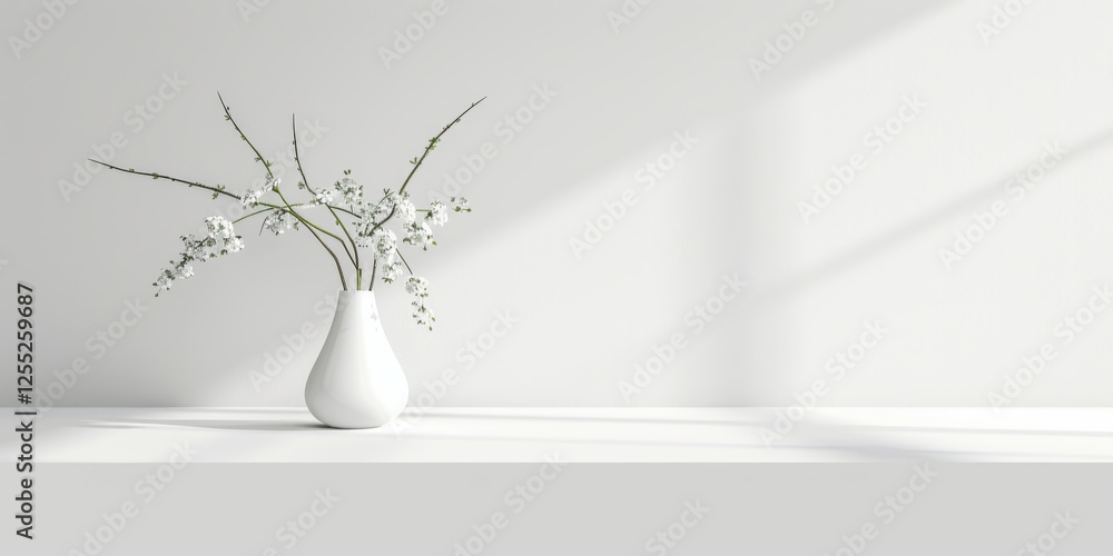 Poster a minimalist design with a soft white background, smooth surfaces and clean lines, contemporary mini