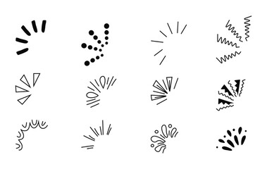 explosion, burst, and surprise ray icon in a hand-drawn continuous line style.