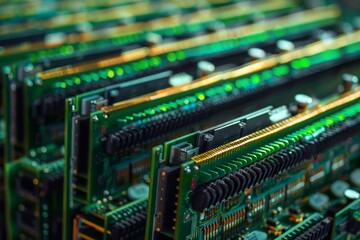 Obraz premium Computer RAM Modules Arranged in a Precise Order Showcasing Advanced Technology and Design