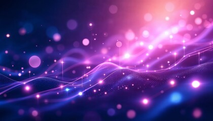 Obraz premium Luminous Terrain An Enchanting Visualization of Energy Fields and Digital Particles