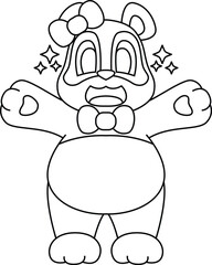 Panda Ribbon Animal Vector Graphic Art Illustration