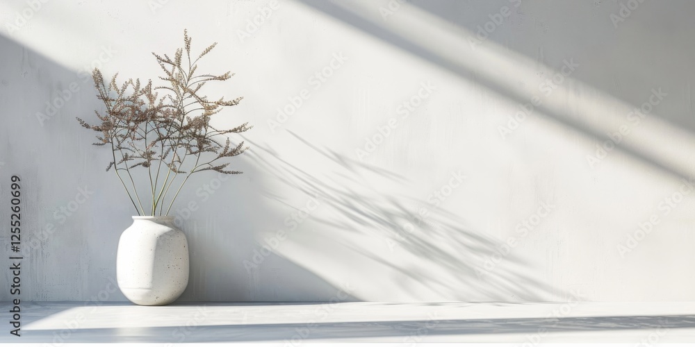 Poster A minimalist design with a stark white backdrop, Clean lines and minimal textures in a structured layout, Modern minimalist style