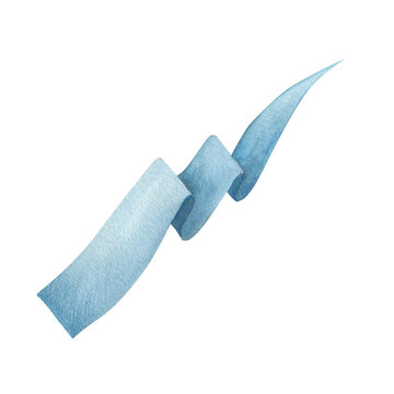 recommend clip art: Watercolor illustration of a waving flag in blue. Long medieval flag, isolated. Hand drawn, sketch