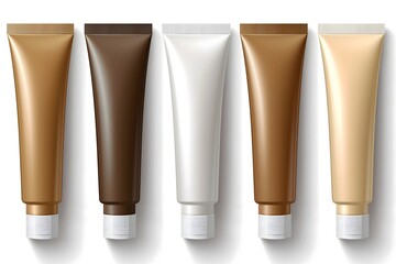Cosmetic tubes in different shades mockup on white background