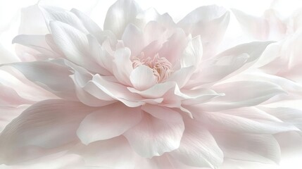 Obraz premium Close-up of a delicate pastel-colored flower on a white background with copy space, symbolizing beauty, elegance, and nature-inspired minimalism.