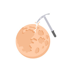 Moon Mining, Space Vector Illustration, Isolated