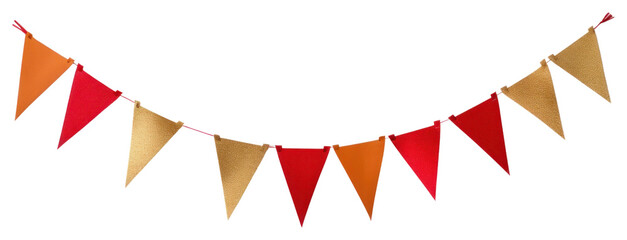 Obraz premium PNG Red and gold festival party bunting banner celebration triangular.