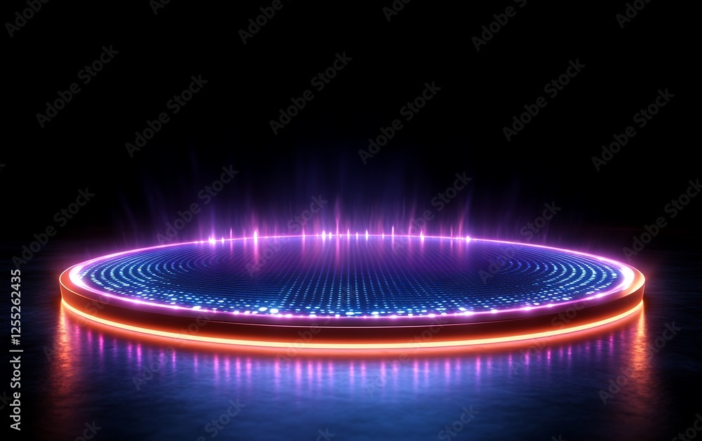 Poster Neon circle stage for product display