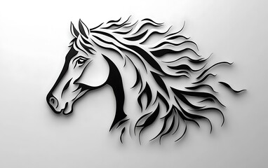 Abstract horse head profile on white background. Decorative. Possible use Graphic design