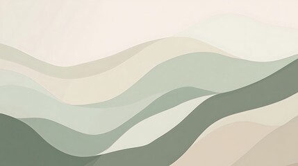 Abstract Green and Beige Wavy Landscape Design