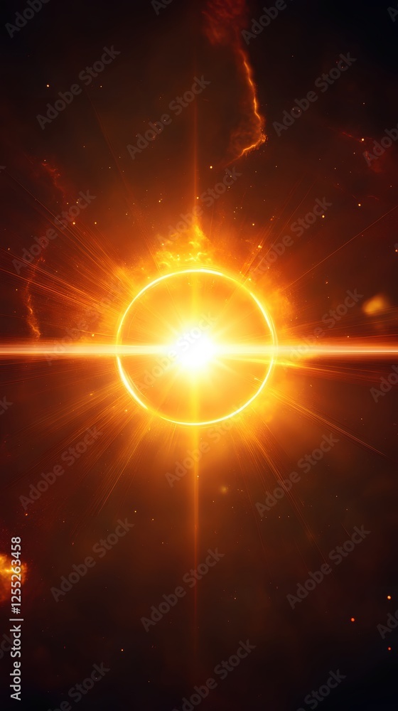 Aufkleber abstract cosmic explosion with bright light and nebula clouds in deep space background