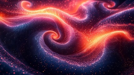 Obraz premium Vibrant cosmic swirl of red and orange light against a dark backdrop, creating a mesmerizing abstract pattern perfect for digital art and design projects.