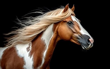 Fototapeta premium Striking Horse Portrait Against Black Background