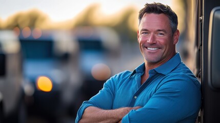Portrait of a confident man smiling outdoors, showcasing a relaxed vibe and casual style, ideal for personal branding, lifestyle advertising, or motivational content.